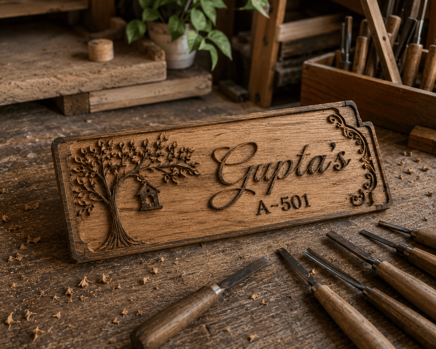 Hand-carving a custom engraved nameplate in the Barsa Enterprises studio